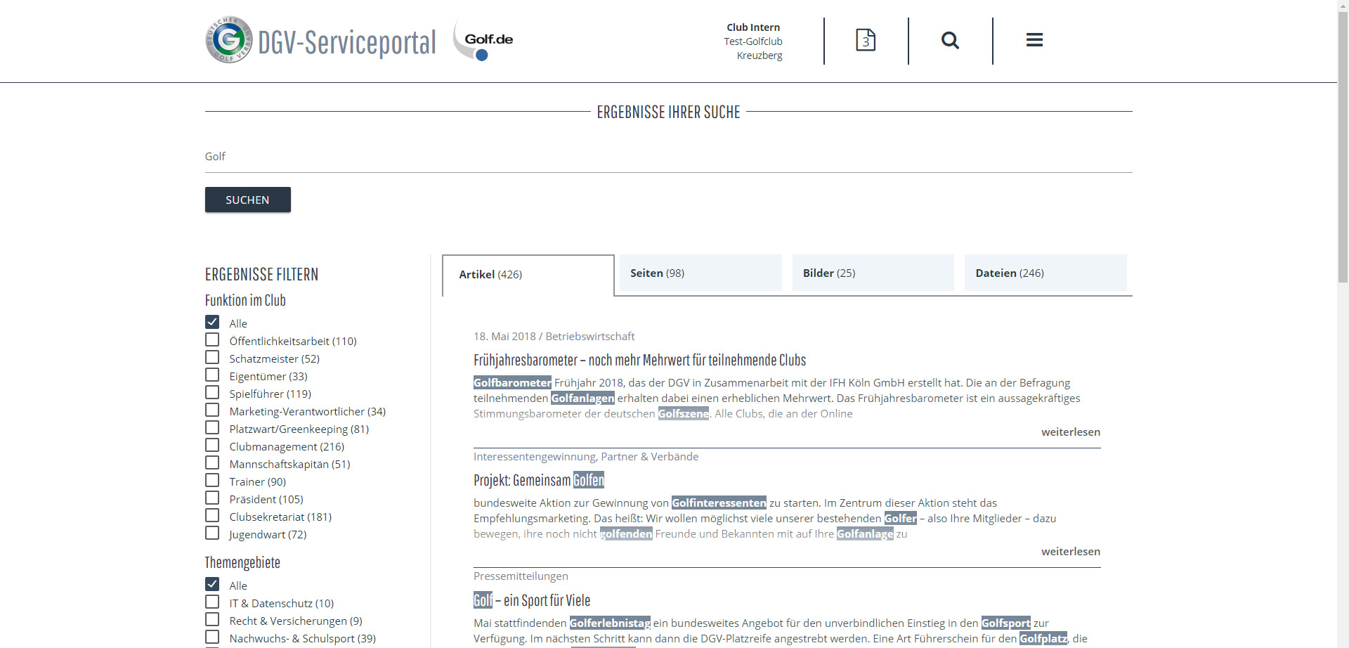 CONTENS Service Portal Faceted Search