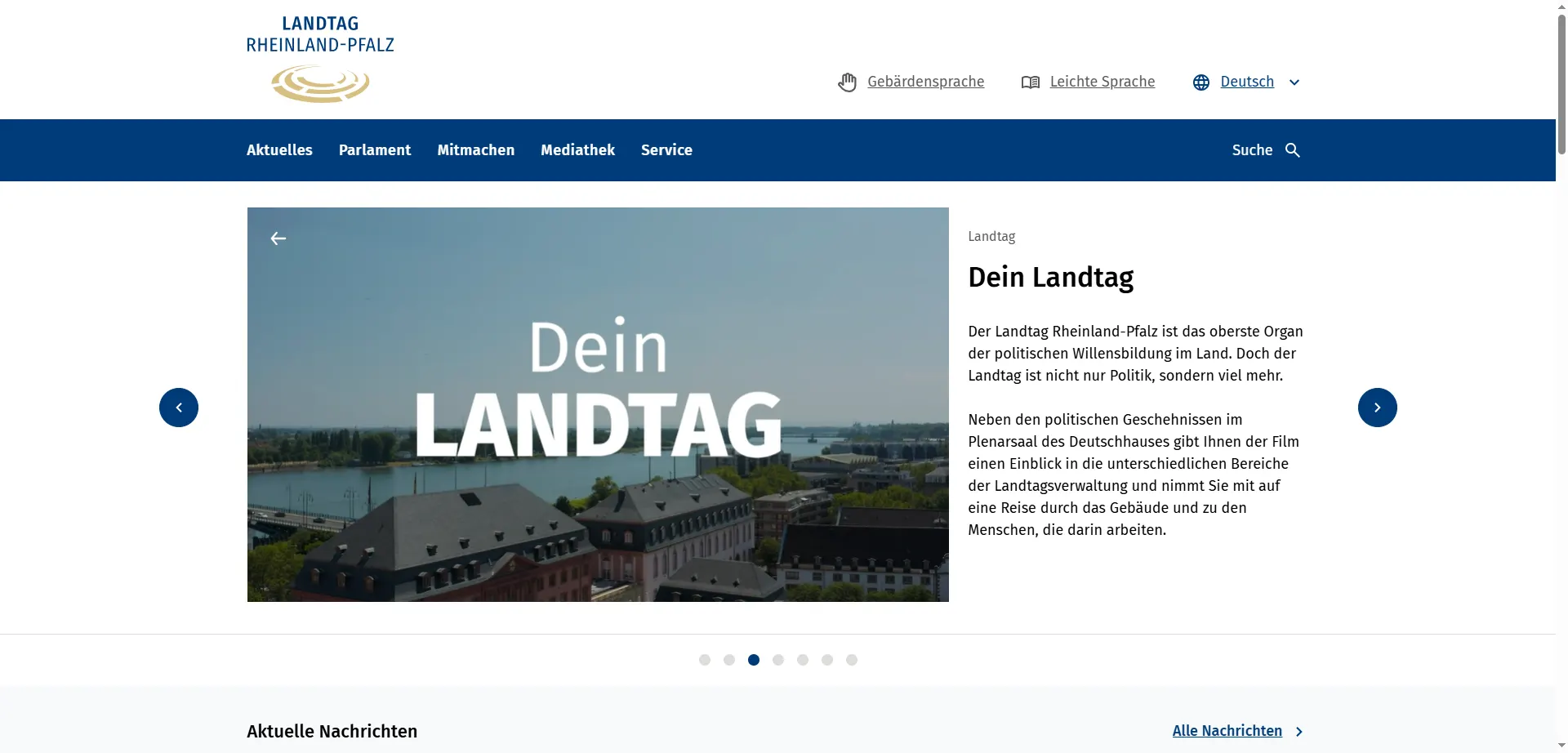 Homepage of the Rhineland-Palatinate State Parliament