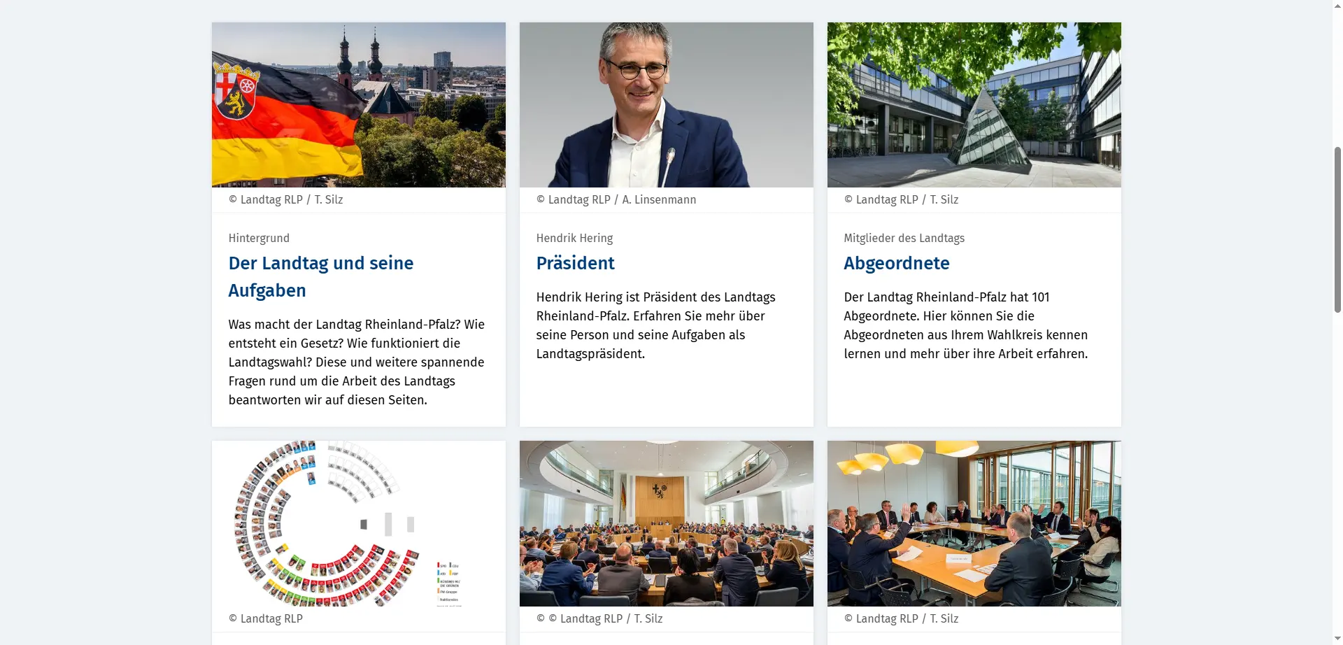 Distribution page "Parliament" of the Rhineland-Palatinate State Parliament