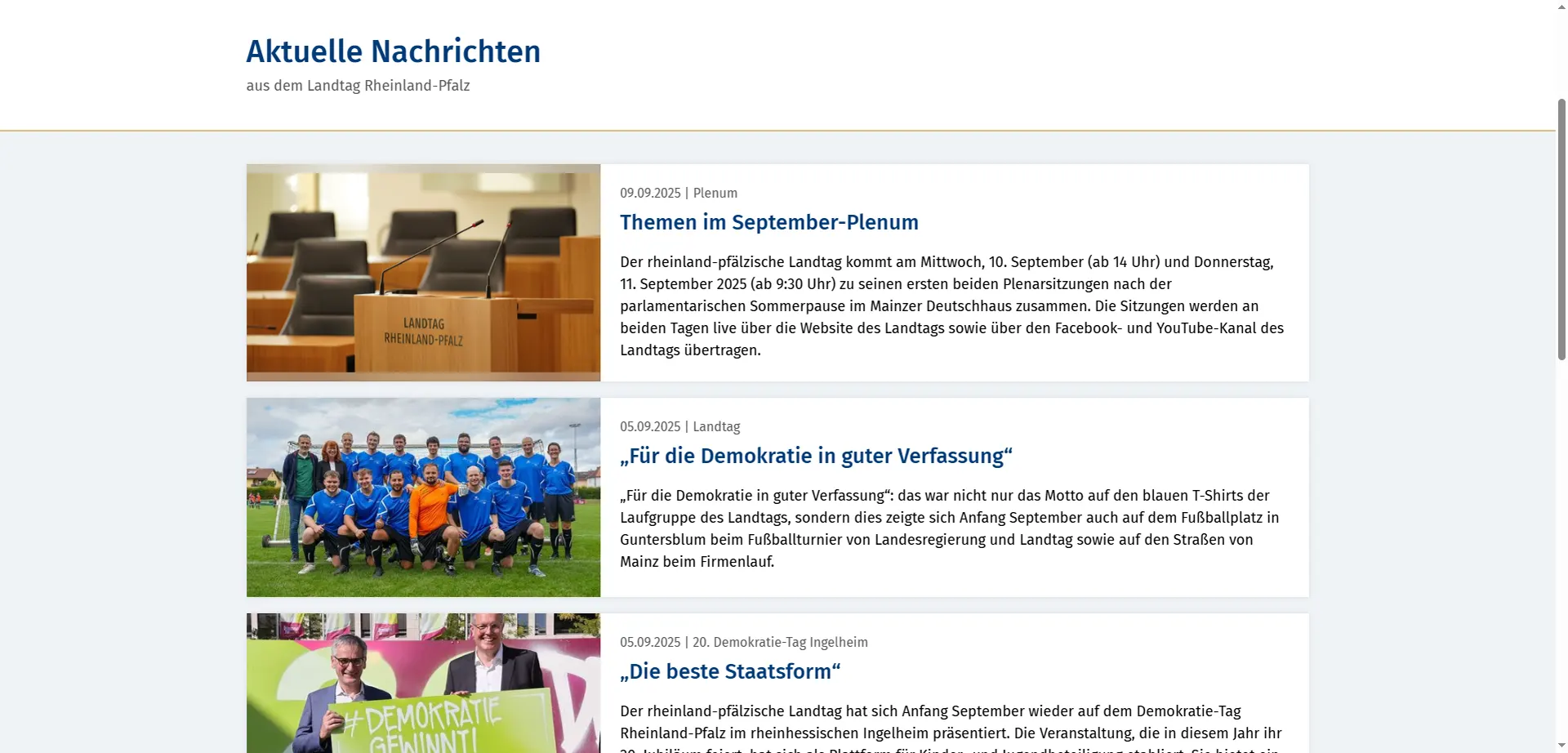 News list of the Rhineland-Palatinate State Parliament