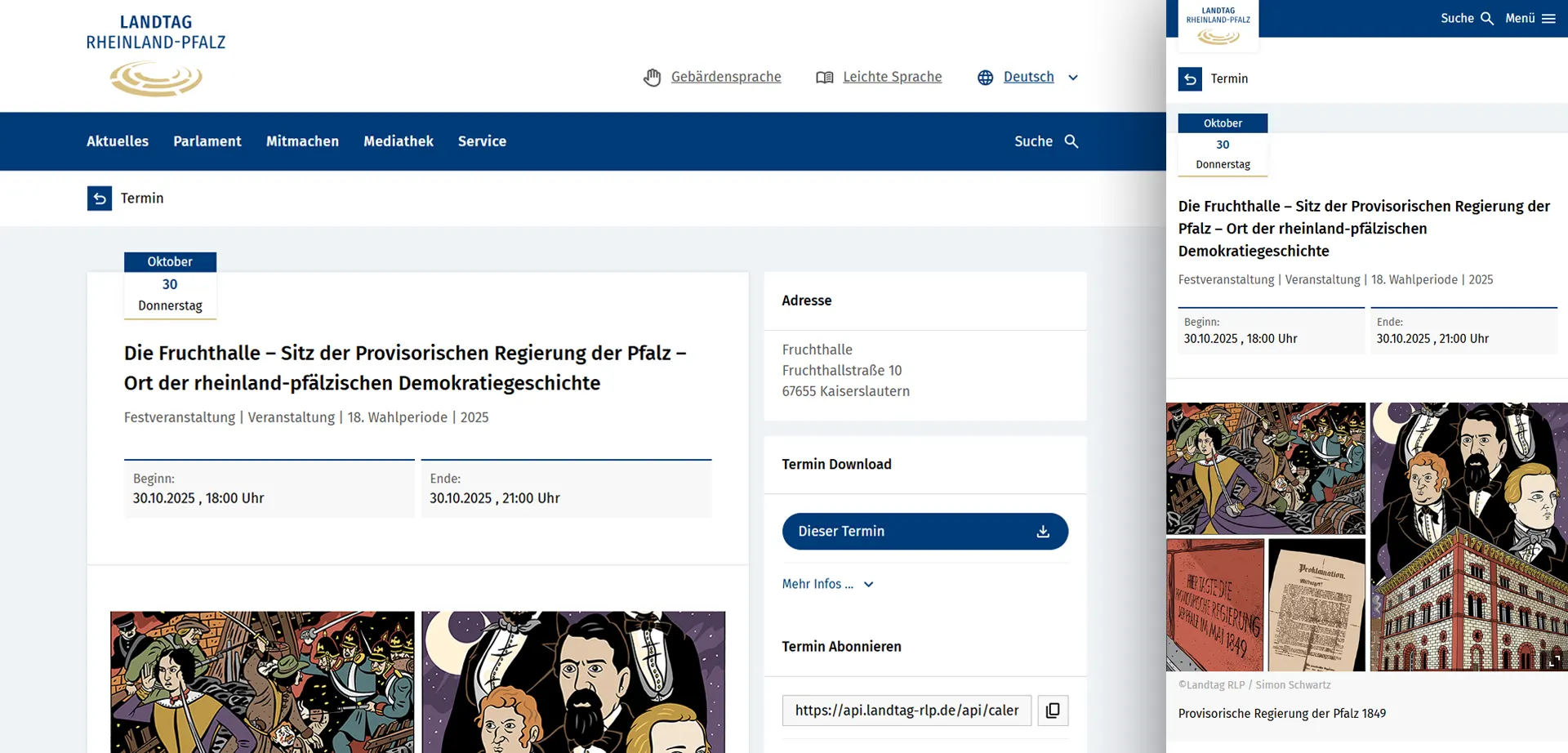 Event of the Rhineland-Palatinate State Parliament in Responsive Design